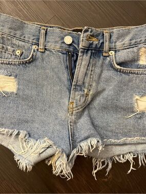 BDG Light Blue Distressed Denim Cutoff Shorts